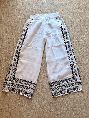 JOHNNY WAS Beautiful Embroidered Flowy Wide Leg Crop Pants S NEW $368 SOLD-OUT!!